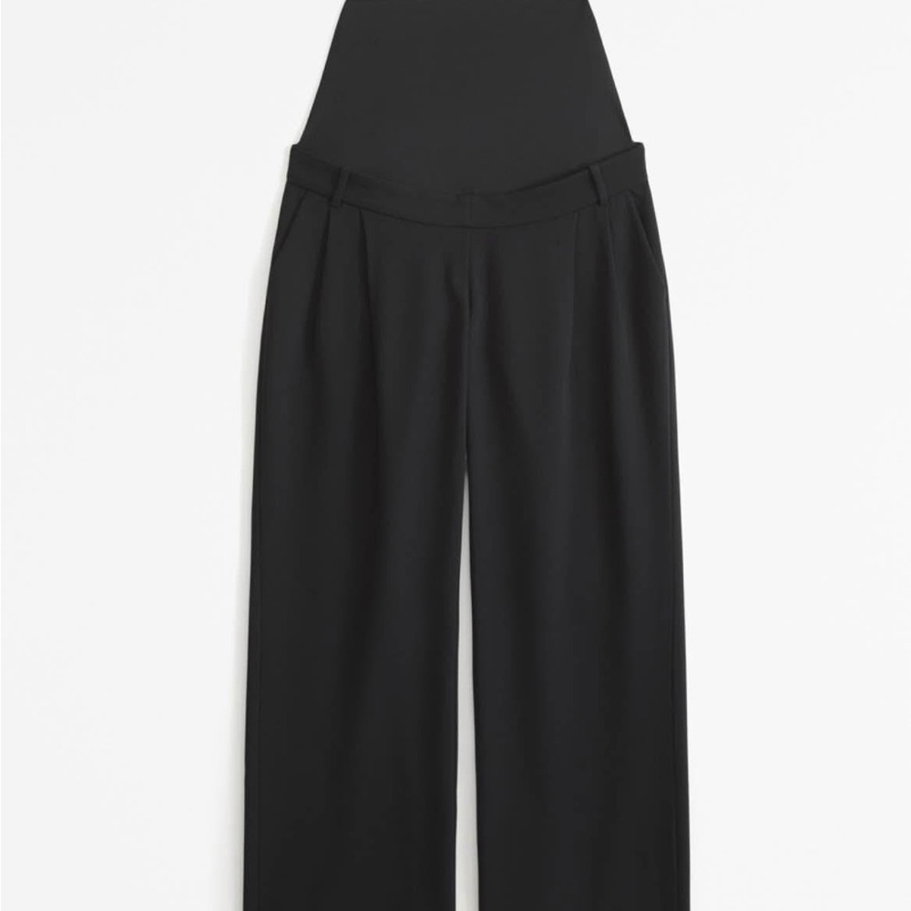 MATERNITY Abercrombie & Fitch Black Wide-Leg Trousers with High-Rise Waistband